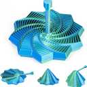 3D Printed Expandable Fidget Star with Reinforced Handle（Blue-Green）, 0.02 inches