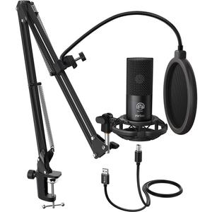 FIFINE Studio Condenser USB Microphone Computer PC Microphone Kit with Adjustable Boom Arm Stand Shock Mount for Instruments Voice Overs Recording Podcasting YouTube Vocal Gaming Streaming-T669 (Black)
