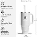 Hydro Flask 40 Oz Travel Tumbler with Handle, Lid and Straw - Insulated Stainless Steel in 40 Oz Oat Tan