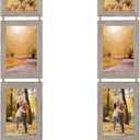 Lavezee 4x6 Hanging Collage Picture Frames Set of 2, 8 Opening Vertical Frame Made to Display 4 by 6 Inch Photo for Wall Decor, Rustic