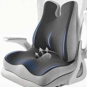 JIPORIER Lumbar Support Pillow for Office Chair,Seat Cushion with Back Support,Office Chair Cushion for Tailbone Pain,Sciatica and Hemorrhoid Relief (Grey)
