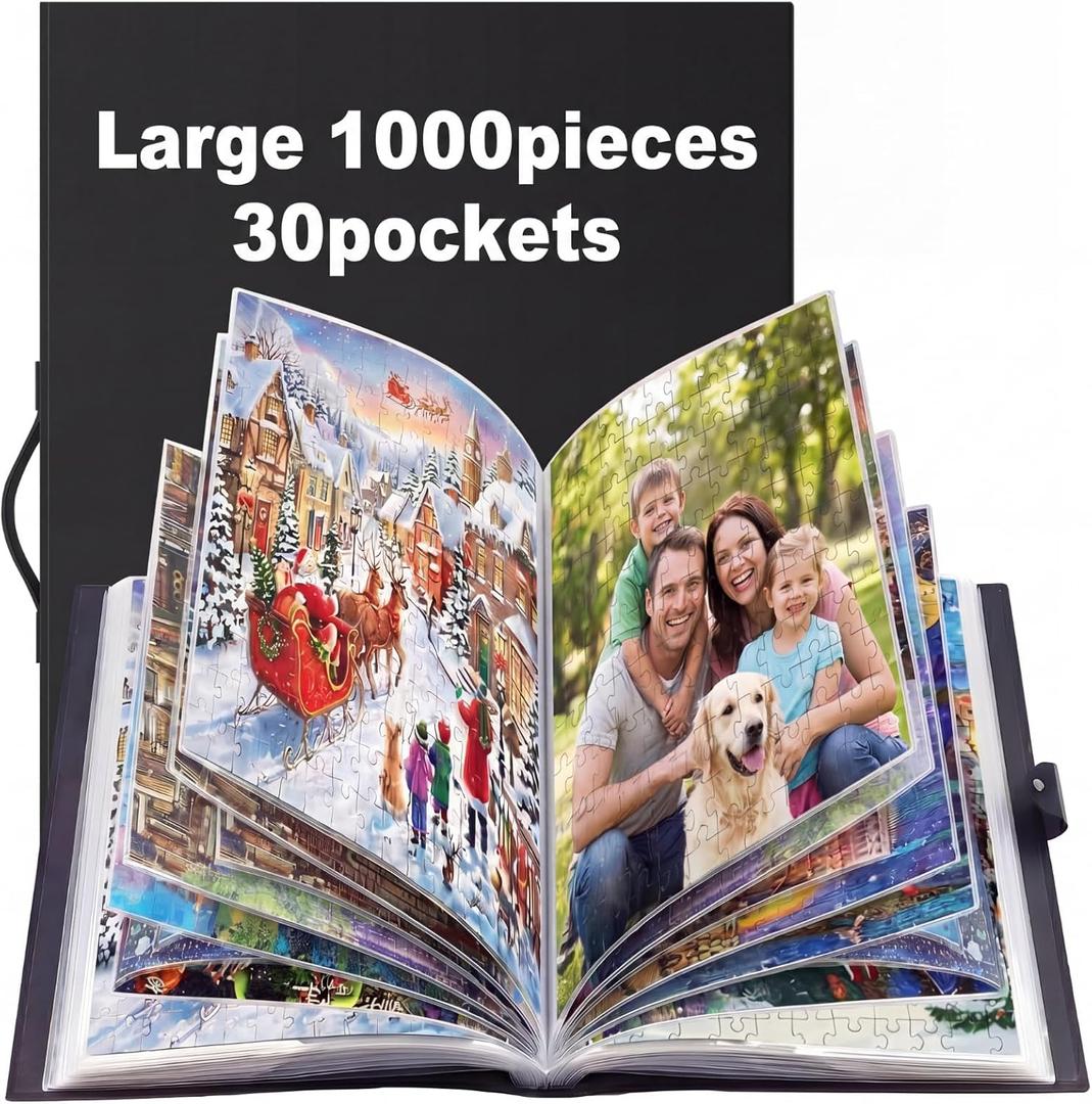 Feifeiya 30 Pockets 31" x 25.6" Puzzle Storage Folder for 1000 Pieces Portable Large Capacity Jigsaw Book Holder for 60 Sets Puzzle Folder, Dustproof and Protective Jigsaw Accessories