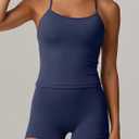 ANRABESS Women Workout Sets Build in Bra 2 Piece Outfits Tank Tops Tummy Control Shorts Yoga Gym Active Wear Clothing Set (S)