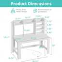 WINAZ 43" White Student Desk with Hutch and Built-in Power Outlet, 42.5"