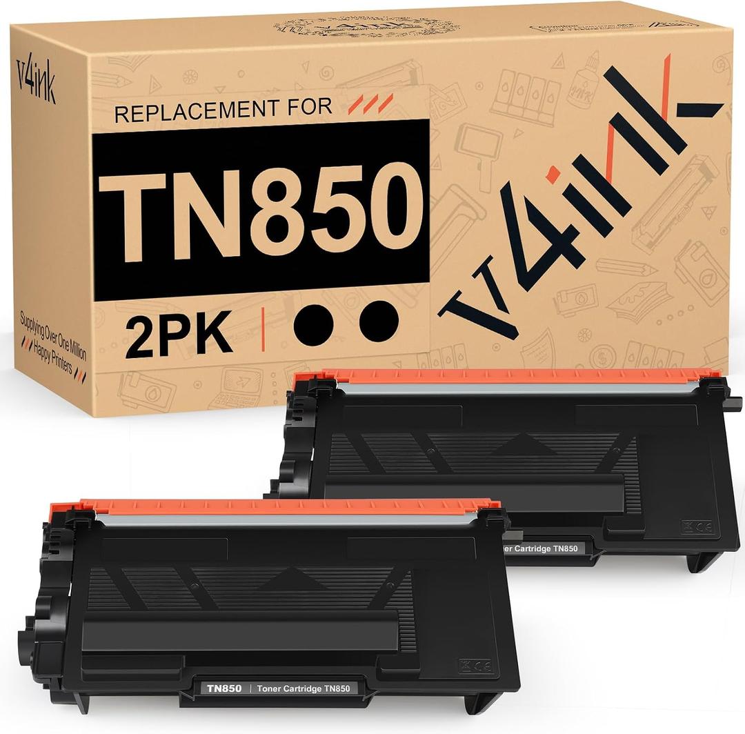 v4ink 2 Pack Compatible Toner Cartridge Replacement for Brother TN850 TN820 TN 850 to use with HLL6200DW HLL6200DWT HLL6250DW MFCL5800DW MFCL5900DW DCPL5500DN Series Printers , Enhanced Version