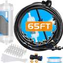 Misting System with Water Filter - Upgraded Signice 65 Ft (20M) Line & 15 Brass Mist Nozzles Outdoor Misters for Patio Cooling Mister Systems Kit for Outside Garden Backyard Greenhouse (Black)