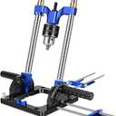 Upgraded Portable Drill Guide, Adjustable 0to 60Multi Angle Drill Guide for Straight Holes, Drill Press Adapter for Hand Drill, with 1/2" Chuck, Key, Guide Rod Precision Drilling Jig,Heavy-Duty