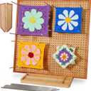 HHSarioneiro 15.6" Crochet Blocking Board with 16 Pins/Pegs, Blocking Boards for Crochet Projects, Wooden Crocheting Accessories Gifts for Crocheters