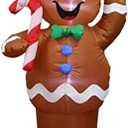 eLUUGIE 5ft Christmas Inflatable Gingerbread Man Decor Yard Indoor/Outdoor Inflatable Decoration for Christmas Party Porch/Yard/Garden/Lawn