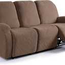 Ruaozz Recliner Sofa Covers Recliner Chair Covers Couch Covers for Reclining Couches with Pockets Washable Furniture Protector with Elastic Bottom (3 Seater, Brown)