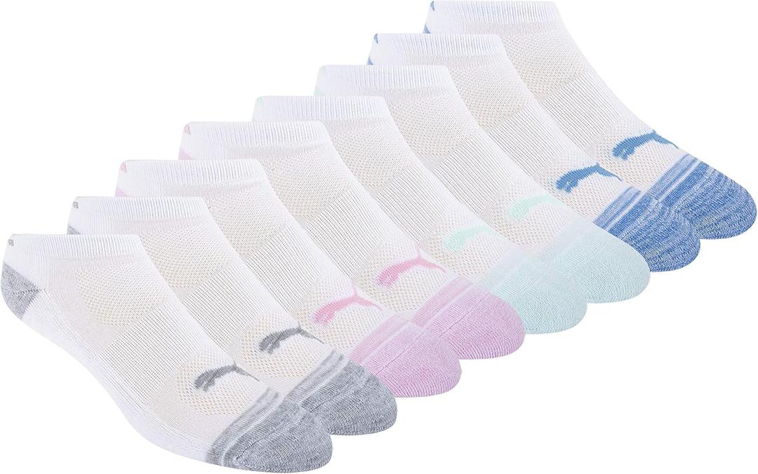 PUMA Women's Low Cut Socks (8-Pack) (9-11, White)