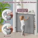 Retractable Baby Gate for Stairs, 55" Wide Mesh Dog Gate Indoor, 34" Tall Child Gate for Doorways, Hallways, Deck, Indoor Outdoor Pet Baby Safety Essentials for Home, Grey