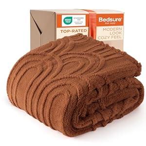 Bedsure Gentle Soft Burnt Orange Throw Blanket for Couch - Super Soft & Cozy Fall Blankets for Women, Cute Fluffy Fleece Throw for Girls, Room Decor Aesthetic Gifts for Women, 50x60 Inches