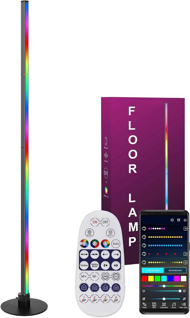 YOSION Smart RGB Corner Floor Lamp, 5.3FT Height LED Standing Lamp with APP/Remote Control, for Living Rooms, Bedrooms, and Gaming Rooms