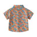 Toddler Boys Cotton Short Sleeve Shirt Kids Summer Casual Printed Button Down Tops Lightweight Soft (US, Age, 5 Years, 6 Years, Brown)