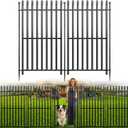 10 Panels No Dig Decorative Garden Fence with Gate, 40in(H) 22ft(L) Heavy-Duty Rustproof Metal Panels, Outdoor Dog Barrier for Yard & Patio, Landscape, Border| Portable Temporary Fencing