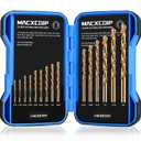 Cobalt Drill Bit Set, 15Pcs M35 High Speed Steel Jobber Length Drill Bit Kit for Hardened Metal, Stainless Steel, Cast Iron, Wood and Plastic, with Index Storage Case, 1/16"-3/8"