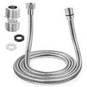 Dreyoo 1 Pack 39 Inch Shower Hose with Shower Extension Connector, Extra Long Handheld Head Hose with Brass Insert and Nut, 1/2 to 1/2 Extender, Stainless Steel