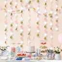 Cheerland Clearance Pink Gold Party Decorations Dot Garlands Circle Banner Streamer Backdrop Hanging Decor for Birthday Wedding Engagement Bridal Baby Shower Sweet 16 Mothers Day Party Supplies