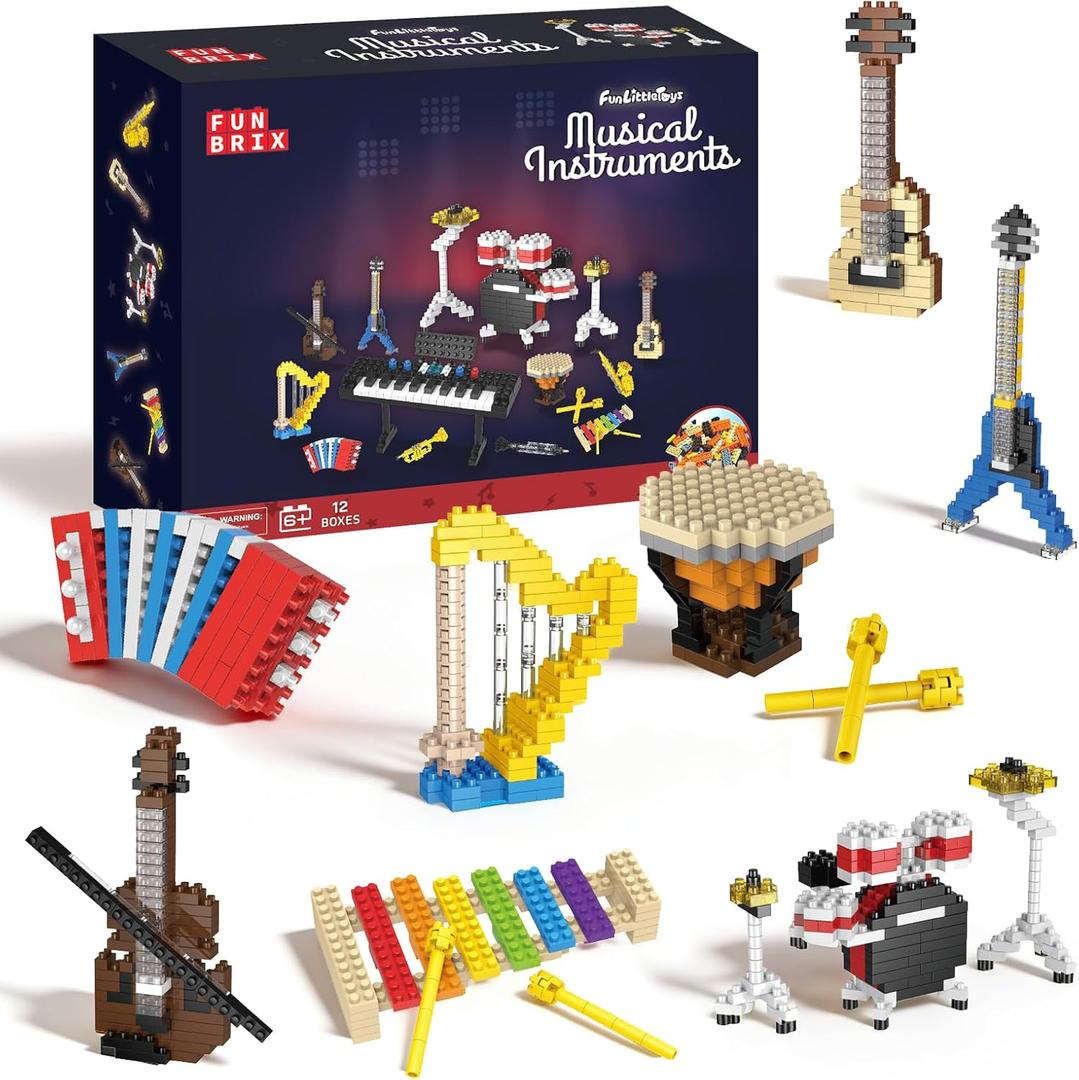 FUN LITTLE TOYS Mini Building Blocks for Goodie Bag Stuffers, Kids Building Toys, prizes for Kids Classroom Toy Building Sets, Party Favors 12 Boxes Christmas Stocking Stuffers