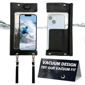 2 x Vacuum Waterproof Phone Pouch IP68 Max 7" Black | Universal Dry Bag Case | Vacuum-sealed for bubble-free HD photos & flawless touch. IP68 waterproof pouch with lanyard for phones up to 7".