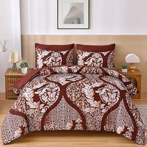 Anibedding Black Comforter Set King Size, 7 Pieces Bohemian Damask Comforter Set Soft Lightweight Microfiber Bedding Set for All Season (104"x90")