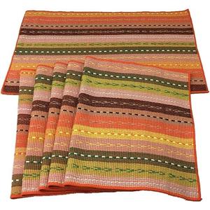 WAZAIGUR Hand Woven with 100% Cotton Placemats Colorful Placemats Braided Ribbed Durable Heat-Insulation Table Mats Set of 6,Orange