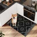 Area Rug 2x3 Rug Machine Washable Non-Slip Low Pile Print Pattern Western Rug for Living Room Bedroom Entryway Tribal Series-Black