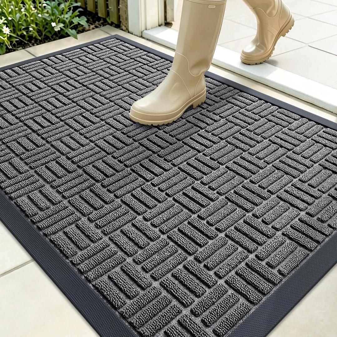 OLANLY Front Door Mat Outside Entrance 35x23, Heavy-Duty Rubber Doormat