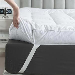 WhatsBedding 3 Inch Feather Bed Mattress Topper,Duck Feather Memory Foam Mattress Topper, Thickened Topper Layer, Queen