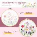 4 Pack Embroidery kit for Beginners Adults DIY Starter Kit, Cross Stitch Kits with Flower Stamped Patterns, Embroidery Hoop, Tools,Colorful Threads,Step by Step Instructions,Hand Craft Lover Gift (8 inches x 8 inches)