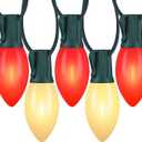 C9 Christmas Lights Outdoor, 100FT 100LED string Lights Waterproof Shatterproof, Extendable C9 Xmas Lights, Indoor Outdoor Christmas String Light for House Roof Patio Garden Party(Red & Warm White)