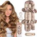 BLINKEEN Jumbo Heatless Hair Curler Set-Satin Heatless Curls Overnight, Jumbo Curling Rod Headband, No Heat Curlers To Sleep in (Beige)