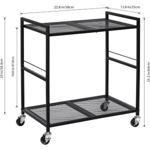Computer Tower Stand, PC Tower Stand Metal Rolling Cart Holds up to 40lbs, 2 Tier Mobile Printer Stand with Storage Under Desk for Home & Office, Black
