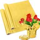 UCandy 2 Roll 5.5 Yard Plant Pot Floral Foil, Matte Texture Floral Foil Festival Plant Pot Covers, Golden Florals Foils Wrapping Paper for Home Garden Pots Vases DIY Mother's Day Decoration