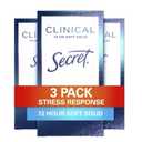 Secret Clinical Strength Antiperspirant Deodorant for Women, Stress Response, 3X Stress Protection, 72hr Sweat & Odor Protection, PH Balancing Minerals, Soft Solid, 1.6 oz (Pack of 3)