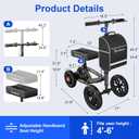 BlessReach 350 Lbs Capacity Foldable All Terrain Knee Scooter Walker - Economical Foot Injury Crutch Alternative - Black