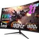 27 Inch Curved 180Hz Gaming Monitor, 1800R Curved Gaming Monitor, 1ms MPRT, FHD(19201080P), Freesync, HDMI2.0,DP1.4, VESA Mountable(DP&HDMI Cable Incl.)