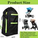Klmnop Stroller Bag for Airplane Travel, Waterproof Stroller Cover for Single Double Jogging Strollers, Large 46"H x 21"W x 13" D Travel Bag for Storage and Gate Check, Includes 2 Luggage Tags(Black)