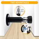 Door Stoppers Heavy Duty Magnetic Door Stopper for Wall & Bottom of Door Premium Adjustable Door Stop with Heavy-Duty Windproof Design, Constructed with SUS304 (Black-1PCS)