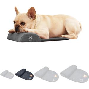 Dog and Cat Bolster Pillow for Medium Dogs and Cats, Benefit for Cervical Vertebra and Neck, Easy to Carry When Traveling, with High Resilience Foam, Machine Washable Cover (Dark Gray, Medium)