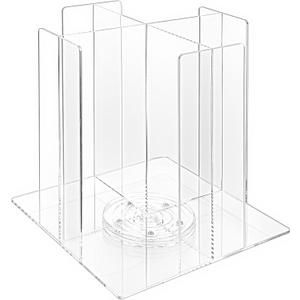 Cup and Lid Holder, 4-Compartment Clear Acrylic Cup Dispenser Lid Carousel - Countertop Coffee Cups Organizer for Restaurant, Buffet, Coffee Station, Bar, Square | Rotating