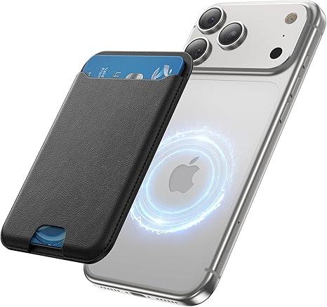 for MagSafe Wallet, 3 Card Holder, Slim Magnetic Phone Wallet for iPhone 17/16/15/14/13/12 Pro Max Plus Air Series,RFID Blocking Vegan Leather,Black