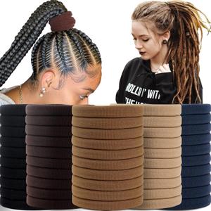 CLLOT 50PCS Hair Ties for Dreadlocks,High-Stretchy Extra Large Elastic Dreadlock Headbands,8cm in Diameter Dreads Ponytail Holders Locs Hair Accessories for Men Women Girls