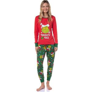Dr. Seuss How GRINCH Stole Christmas Lights Matching Pajama (X-Small, Womens)