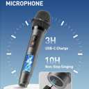 Karaoke Machine with 2 Wireless Rechargeable Microphones: Portable Bluetooth Speaker for Adults & Kids - PA System with Lights Supports TWS/TF Card/USB/AUX for Home Party