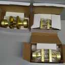 Goldenwarm Gold Closet Door Knobs Interior, Bruhsed Gold Passage Door Knobs, Heavy Duty Zinc Alloy Brushed Brass Interior Door Knob for Closet Hall 3 Pack