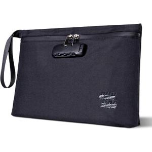 Locking Pouch (12.5 x 8 Inch) with Combination Lock - Keyless, Water-Resistant & Discreet Storage Bag for Travel, Cash, 2025-6, Black