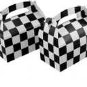 Adorox Set of 24 Checkered Racing Treat Boxes  Race Car Theme Party Favors, Birthday Party Supplies, Gift Boxes for Kids, Party Decorations