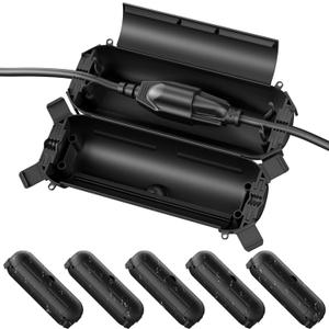 Flemoon [6 Pack] Outdoor Extension Cord Safety Cover with Waterproof Seal, Weatherproof Electrical Connection Box to Protect Outdoor Outlet, Plug, Socket, Christmas Holiday Decoration Light, Black